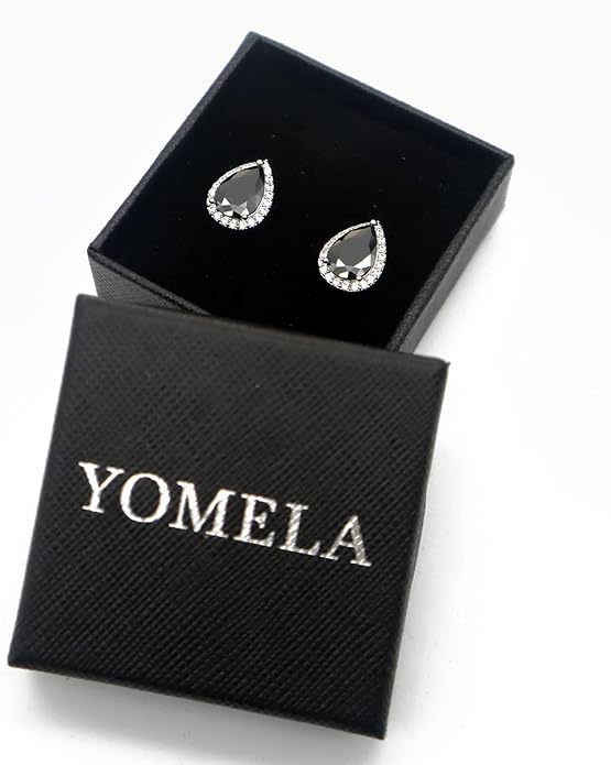 YOMELA Cubic Zirconia Earrings Studs, Halo CZ Birthstone Simulated Diamond Stud Earrings for Women