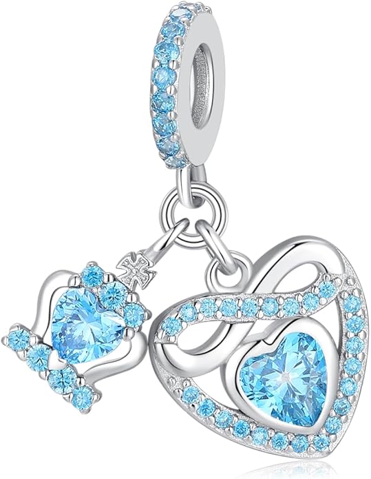Birthstone Charms for Pandora Charms Bracelets - 925 Sterling Silver Infinity Heart Dangle Charm fit Bracelet and Necklace Birthday Jewelry Gifts For Women
