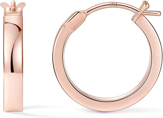 Gacimy Flatted Hoop Earrings for Women 14K Gold Plated with 925 Sterling Silver Post