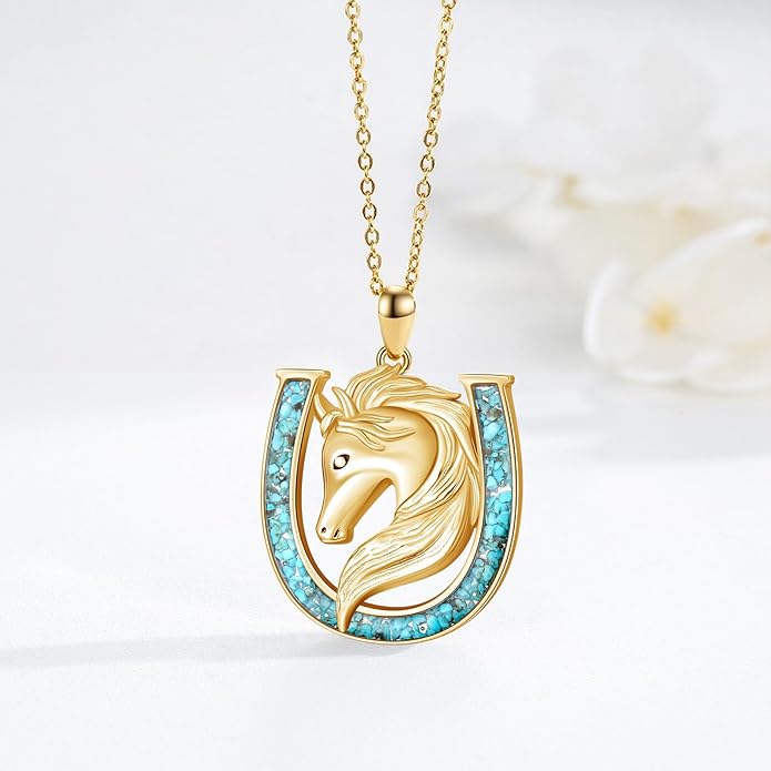 Western Cowboy Necklace 925 Sterling Silver Horseshoe Pendant Western Jewelry Cowgirl Gifts for Women Girlfriend Cowboy Cowgirl