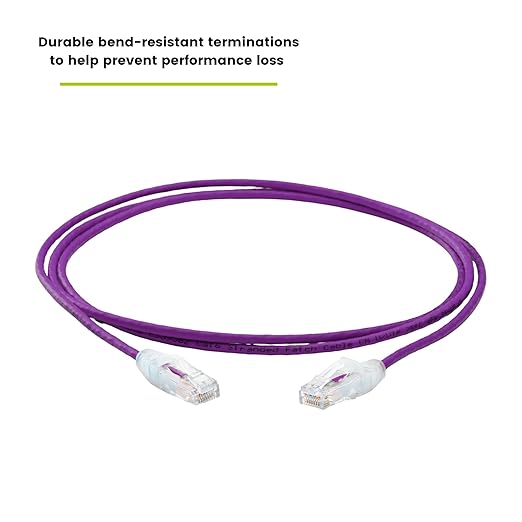 TRUECABLE Cat6 Component Rated Patch Cable, Unshielded (U/UTP), 7ft, Purple, 28AWG Solid Copper, Snagless 10G High-Speed Ethernet Cable, PoE++ 4PPoE 100W, UL Listed, RoHS-3, 5 Pack