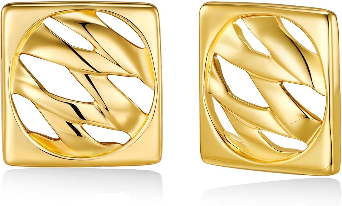 SNGIA18K Gold Plated Dangle Textured Ribbed Irregular Large Leaf Statement Earrings for Women by SNGIA, Handmade Dramatic Geometric Trendy Summer Drop Leaf Flower Jewelry Gifts, Bold Beachy Vintage Plant Fashion Drop Accessories, Vintage Nickle Free Fl...