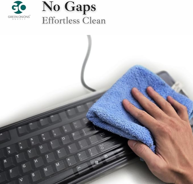 Green Onions Supply[3 Pack] Universal Fully Covered Flat Style 0.025mm Wipeable Superb Tactile Feeling Waterproof Anti-Dust Keyboard Cap Cover for Desktop Keyboard with Numeric Hospital/Dentist Use