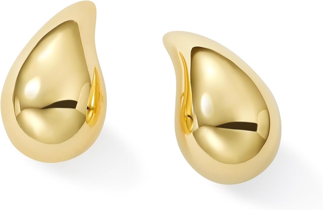 Women's Large Teardrop Earrings, High-Polish, in 10K Yellow Gold