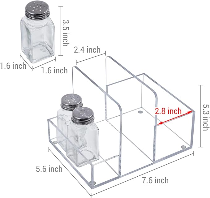 MyGift 2-in-1 Disposable Napkin and Salt & Pepper Caddy, Metal Vintage Scrollwork Dinner Table Paper Towel Condiment Holder with Rustic Solid Wood Base (Premium Clear Acrylic)