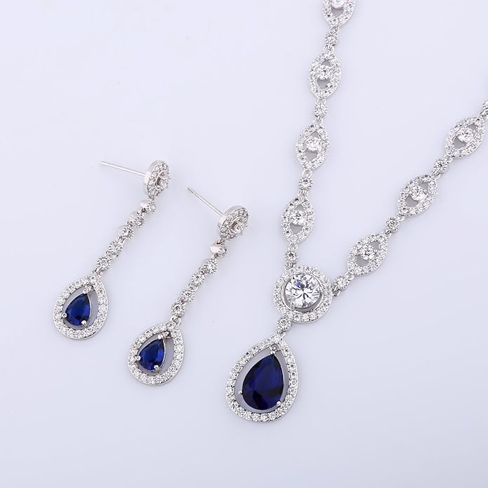 GULICX AAA Cubic Zirconia CZ Silver Plated Base Women's Party Jewelry Set Earrings Pendant Necklace