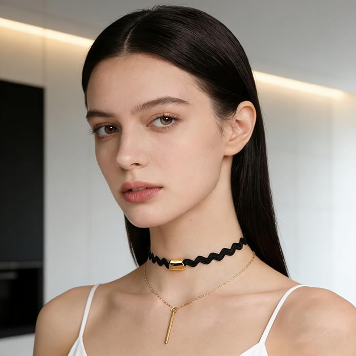 cobee 10 Pcs Gothic Choker Necklace For Women, Black Lace Chokers Adjustable Collar, Charm Stretch Necklaces Clothes Accessories