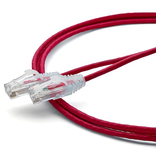 TRUECABLE Cat6 Component Rated Patch Cable, Unshielded (U/UTP), 5ft, Red, 28AWG Solid Copper, Snagless 10G High-Speed Ethernet Cable, PoE++ 4PPoE 100W, UL Listed, RoHS-3, 1 Pack