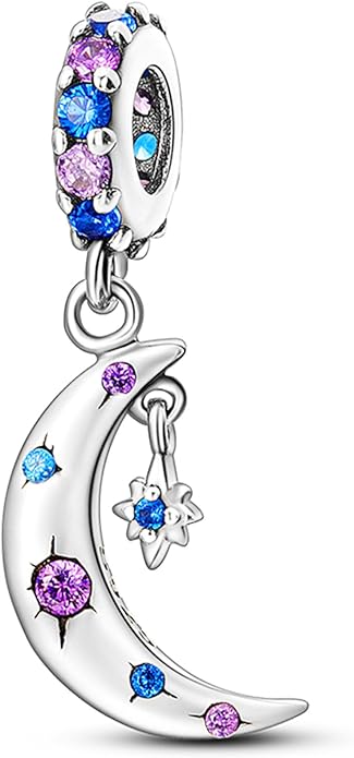 925 Sterling Silver Charms Bead for Bracelets Necklaces, Star Moon Crescent Sun Solar Pendent, Blue Ocean Starfish Shells Turtle Crab Starry Sea Cute Jewelry Birthday Gifts for Women Men