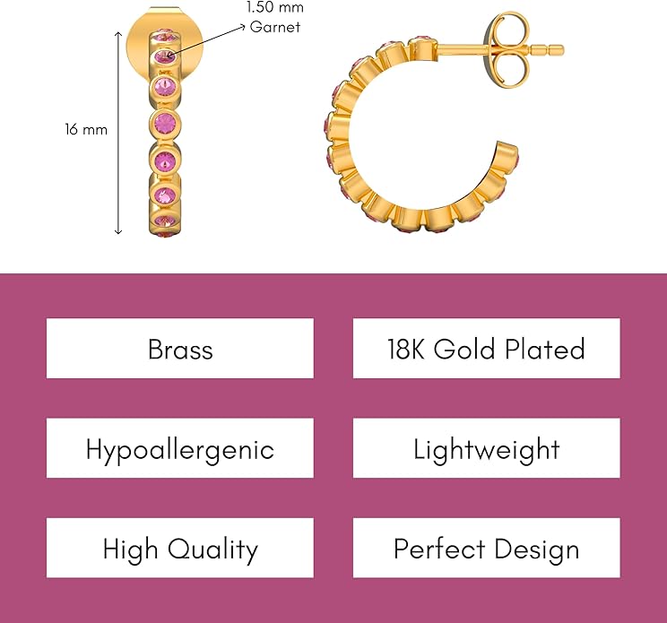 Gold Hoop Earrings for Women – Brass 18k Gold Plated Round Hoop Earrings, Lightweight Gold Plated Fashion Jewelry, Elegant Statement Earrings for Party & Daily Wear