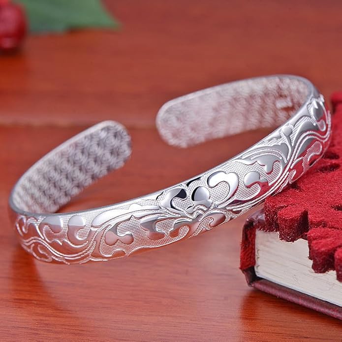 925 Sterling Silver Cuff Bangle Bracelets Adjustable Jewelry Fashion Simple Open Bangles Cuff Jewelry for Women Mom Wife Mothers Day Valentine Gift