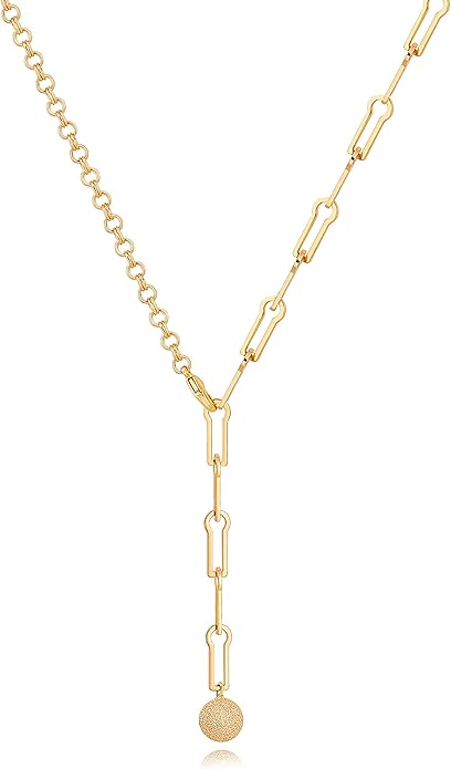 Aobei Pearl 18K Gold Plated Moon Star Lion Evil Eye Love Heart Cross Pendant Necklace Medallion Paperclip Chian Choker Layering Jewery for Women