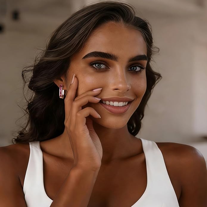 Trendy CZ Gold/Silver Hoop Earrings for Women Square Hypoallergenic chunky gold Hoop Earrings Geometric Minimalist Rectangle Hoops
