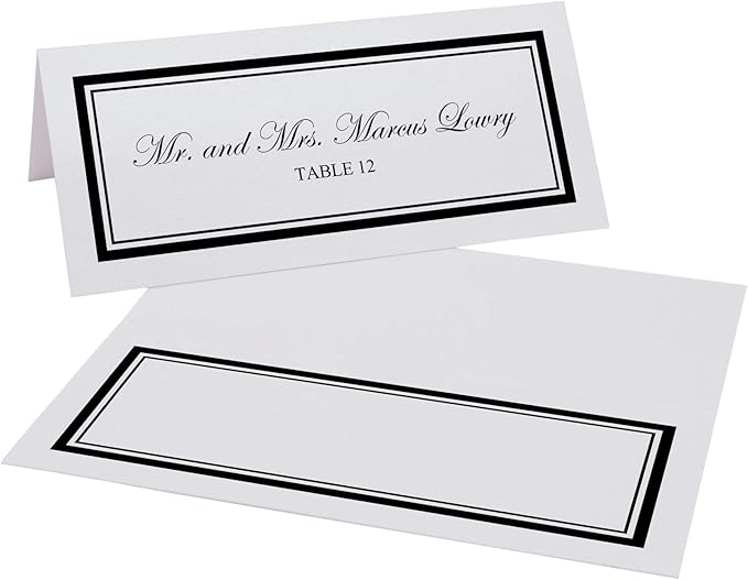 Double Line Border Printable Place Cards, Black (Choose Color), Set of 150 (25 Sheets), Laser & Inkjet Printers - Wedding, Party, Dinner, and Special Events - Made in the USA
