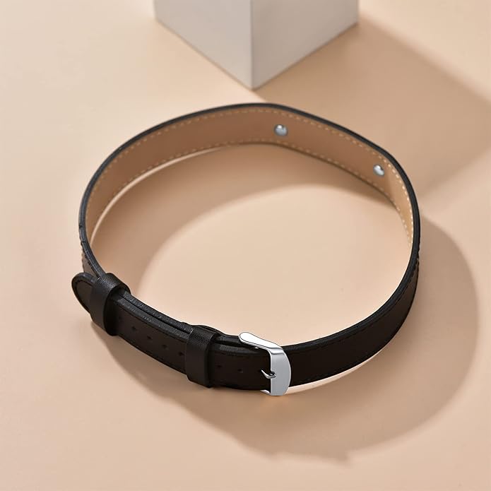 Custom4U Personalized Black Leather Choker Necklace with Picture/Name/Initials/Letters Charm,Custom Made Adjustable Choker Collar Gothic Punk Necklaces Jewelry Gifts for Women