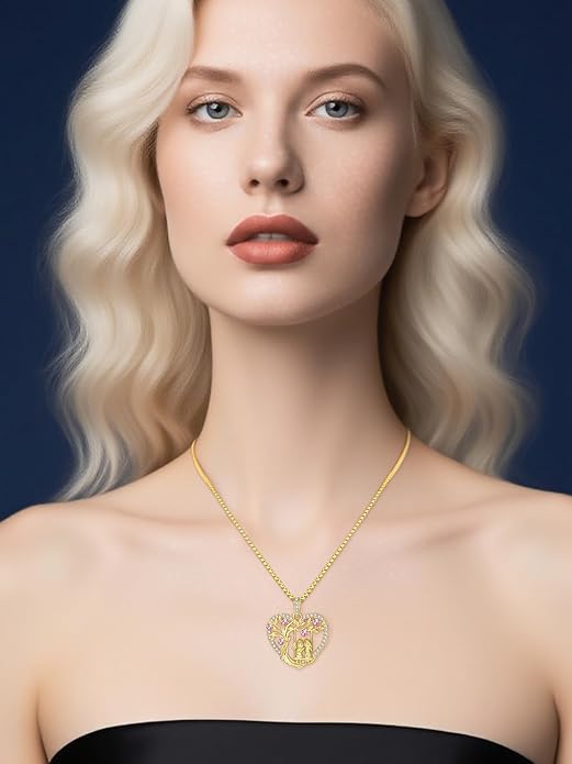 14K Gold Tree of Life Necklace for Sister Christmas Gifts from Sister,Heart Jewelry with Birthstone Pendant for Women Female Friendship Forever My Friend