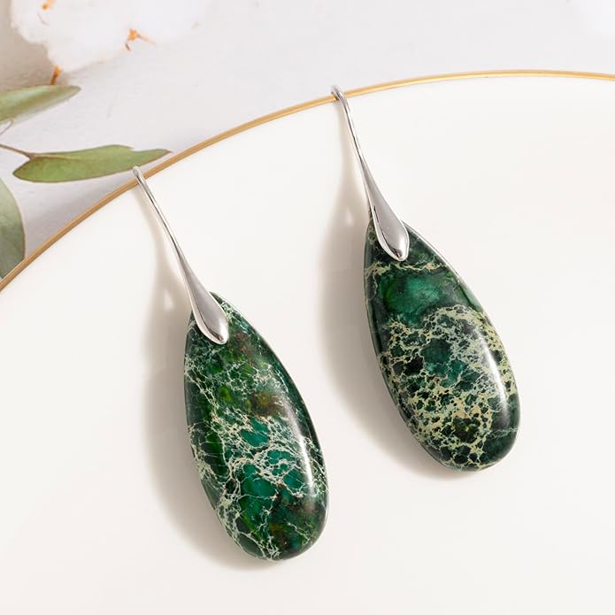 SELOVO Stone Fishhook Dangle Drop Earrings Statement Earrings for Women Stone