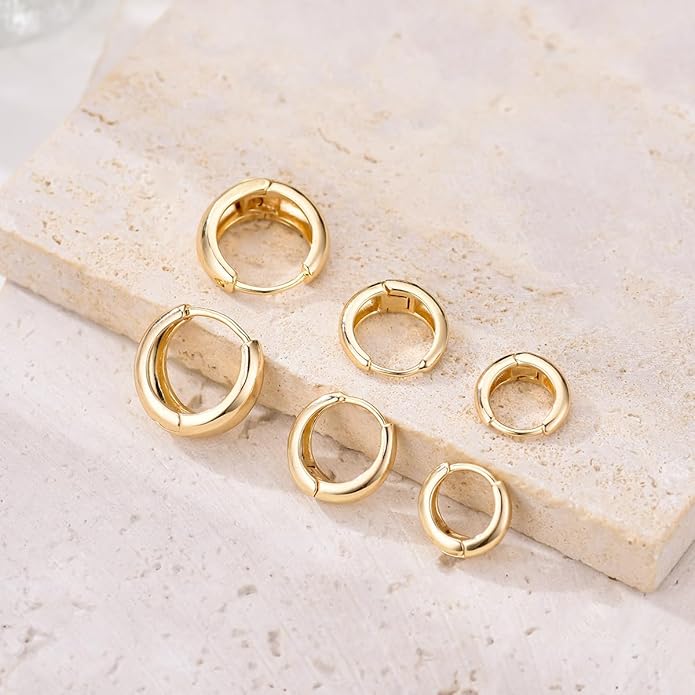 9 Pairs Chunky Gold Earrings Set for Women Trendy Lightweight Gold Plated Hoop Earrings Hypoallergenic Jewelry