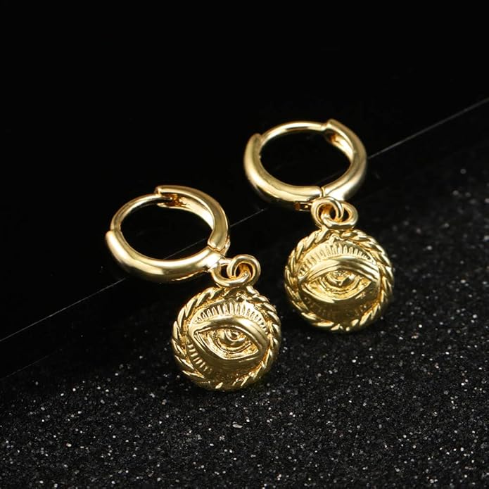 XYJZXY Gold Huggie Small Hoop Earrings with Charm Personalized Snake/Evil Eye/Star/Cross/Lock/Key 18k Gold Plated Crystal Drop Dangle Earrings for Women