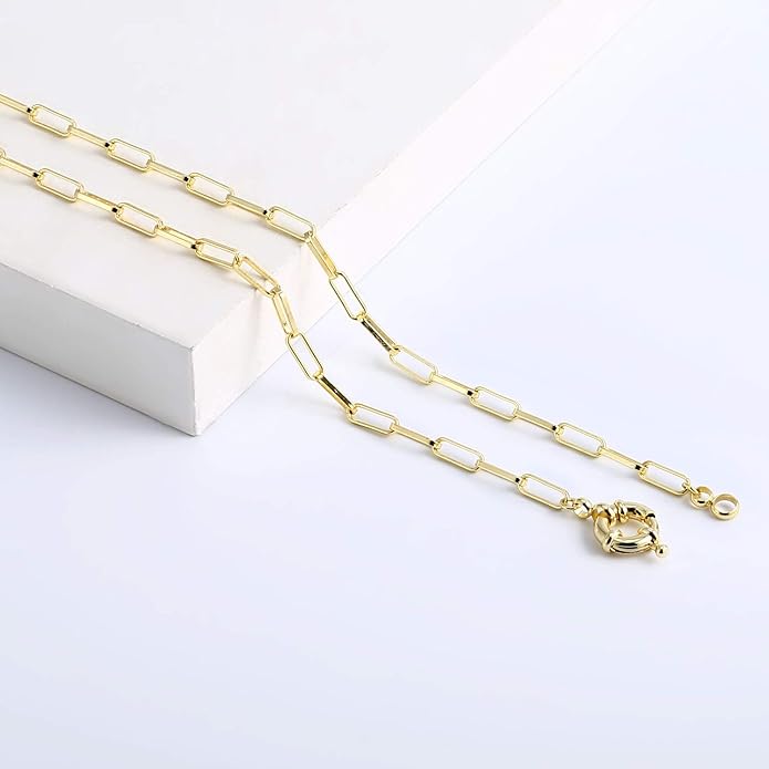 BOUTIQUELOVIN 14K Gold Plated Lock Necklace for Women Paperclip Link Chain Padlock Necklace Non-Tarnish