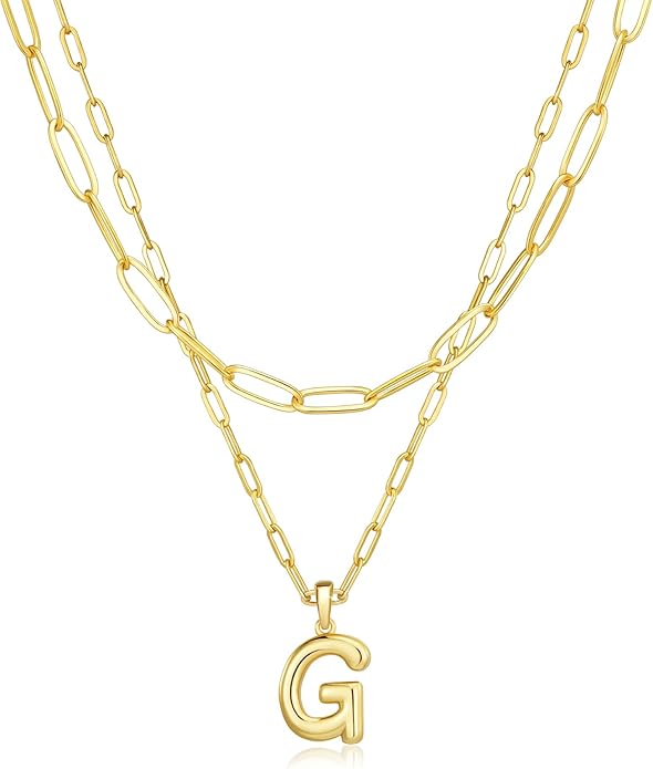 adoyi Valentines Day Gifts for Women Hers Dainty 14K Gold Plated Heart Initial Necklaces Layered Letter A-Z Pendant Necklace Stack Trendy Jewelry Birthday Valentines Day Gifts for Women Jewelry