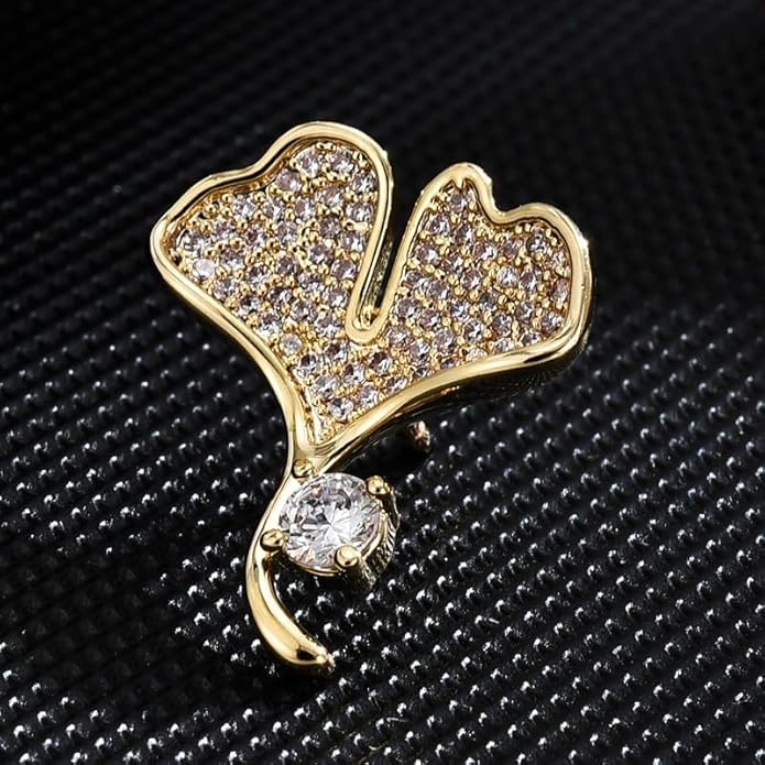 Leaf Brooches Rhinestone Freshwater Pearls Ginkgo Leaves Brooch Pin 18k Gold Plated Leaves Lapel Pins Jewelry Valentine's Day Birthday Gifts for Women Girls