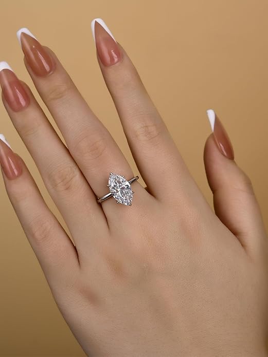 3.5CT Marquise Cut Engagement Ring, AAAAA Grade Cubic Zirconia Promise Ring for Women, S925 Silver Bridal Wedding Jewelry