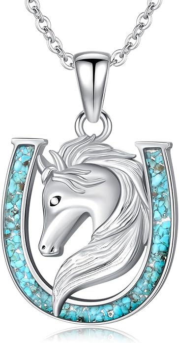 Western Cowboy Necklace 925 Sterling Silver Horseshoe Pendant Western Jewelry Cowgirl Gifts for Women Girlfriend Cowboy Cowgirl