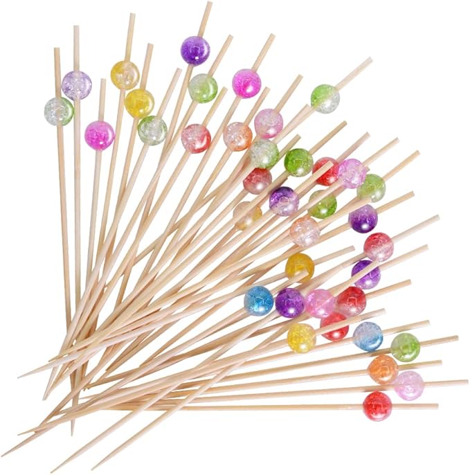 Cocktail Picks, 100PCS Fancy Toothpicks for Appetizers, Appetizing Skewers for Charcuterie Cup Fruits Burgers Party Decoration - 4.7 inch