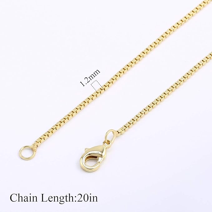 ALEXCRAFT Wholesale 6PCS 14K Gold Plated Brass Box Chain Necklace Bulk for Jewelry Making (20 inch)