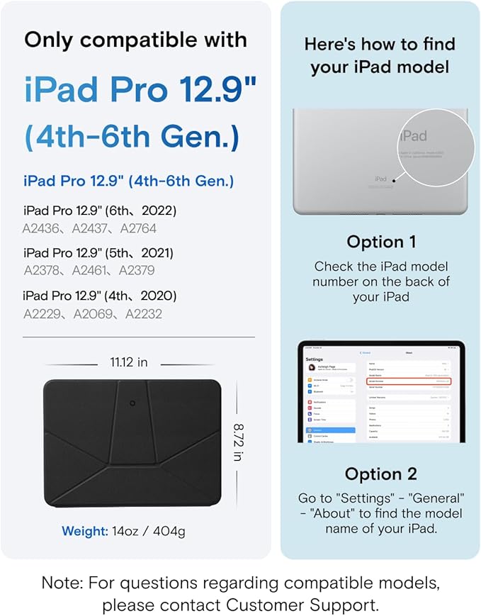 MOFT Dynamic Folio Case for iPad Pro 12.9 -inch (6th/5th/4th Generation, 2022/2021/2020), Silm Magnetic Stand Case with 20+ Viewing Angles, Auto Wake/Sleep, Ultra Thin, Jet Black
