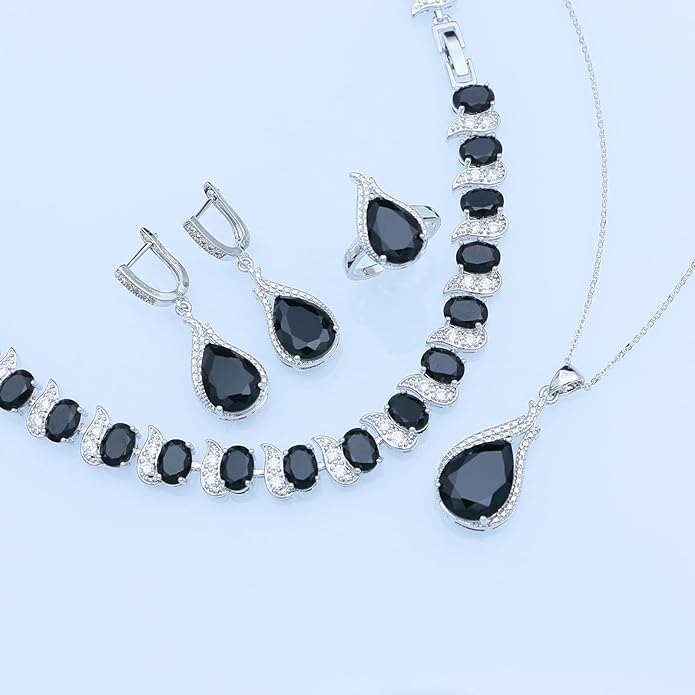 GZWHD Jewelry Set for Women CZ Earrings Necklace Ring Bracelet Set Prom Party Wedding Jewelry Gift for Mother Friend Wife