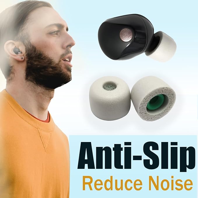 Memory Foam Tips for Sony WF-1000XM5 Replacement Tips for WF-1000XM5 WF-1000XM4 Earbuds Case, 4 Pairs Gray