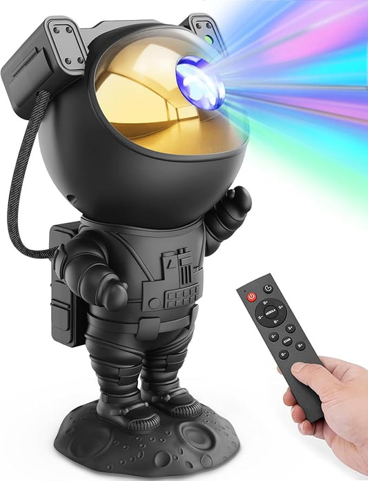 Galaxy Projector for Gaming Room Decor - Black Astronaut Star Projector, Cool Stuff for Men's Bedroom Accessories, LED Nebula Light with Remote, Christmas Gifts for Teen Boys & Gamers