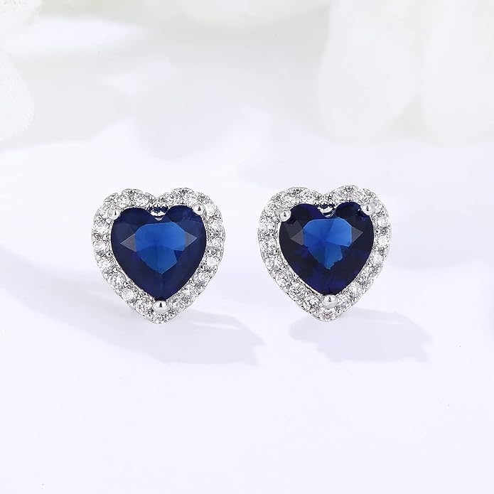 YOMELA Cubic Zirconia Earrings Studs, Halo CZ Birthstone Simulated Diamond Stud Earrings for Women