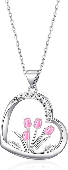 Flower Necklace Tulip/Sunflower/Daisy/Bee Pendant Necklaces Jewelry for Women Mom Gifts