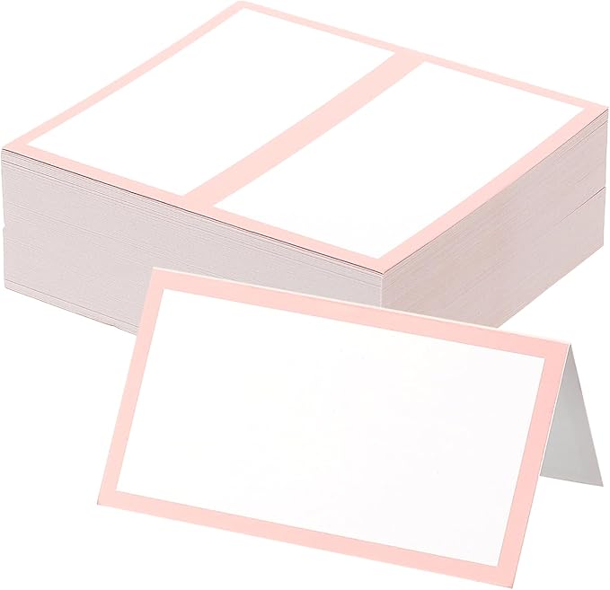 PATIKIL 50Pcs Table Place Cards, 3.5 x 2 Inches Blank Name Place Cards for Table Setting Wedding Reception Buffet, Light Pink