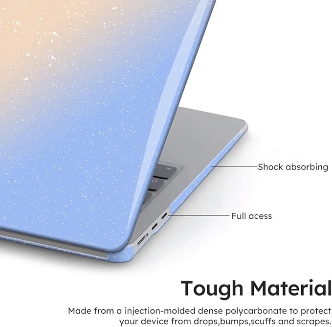 iCasso for MacBook Air 13 inch Case 2025 2024-2022 Release M4 A3240 M3 A3113 A2681 M2 with Liquid Retina Display, Hard Plastic Shell for Mac Air 13.6, Keyboard Cover&Screen Protector, Glitter Gradient