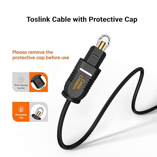 CableCreation Optical Digital Audio Cable, 50FT Thin Fiber Optic Toslink Gold Plated Optical S/PDIF Cord for Home Theater, Sound Bar, TV, PS4, Xbox, VD/CD Player, Game Console& More, Black