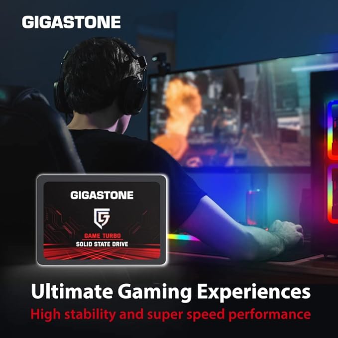 Gigastone SATA SSD 256GB (3-Pack) 2.5 inch SSD 520MB/s Upgrade Laptop PC Memory and Storage PS4 HDD Replacement 2.5" Internal Solid State Hard Drives SATA III SLC Cache 3D NAND Game Turbo Performance