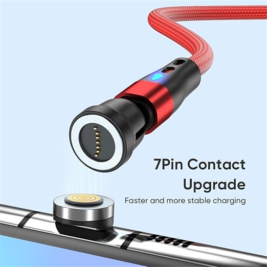 Magnetic Charging Cable (4 Pack, 3+3+6+6ft) 7Pin PD 60W USB C to USB Type C/Micro USB Fast Charging 540 Rotation Magnet Charger Cable Magnetic Phone Charger Data Cable for Smartphone Tablet Laptop