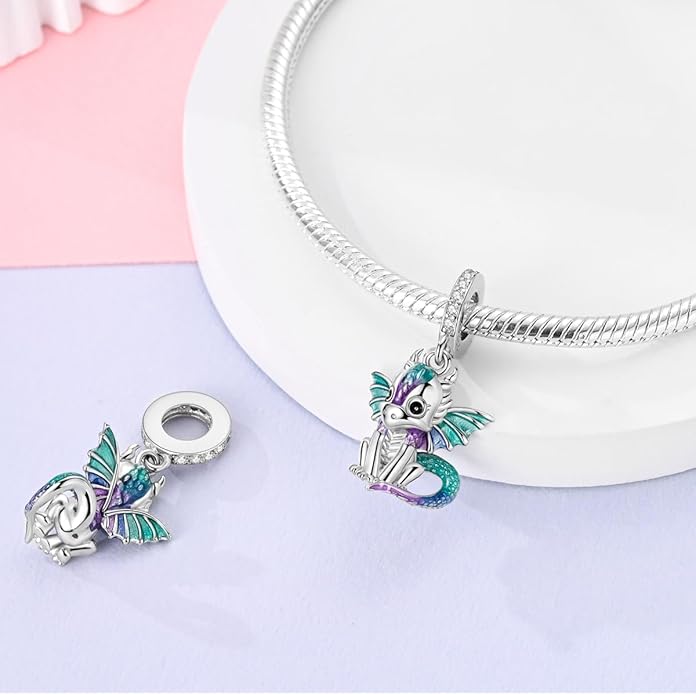 MULA 925 Sterling Silver Charms for Bracelets and Necklaces Airplane Passport Dangle Pendants Beads Butterfly Dragonfly Charms Jewelry Charm for Women