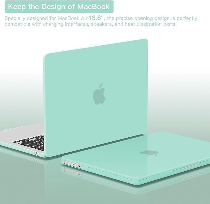 CISSOOK Compatible with MacBook Air 13.6 Inch 2025 2024 2022 Model A3240 A3113 A2681, Plastic Hard Shell Case with Keyboard Cover USB Adapter for MacBook Air 13 M4 M3 M2 Chip, Frosted Green