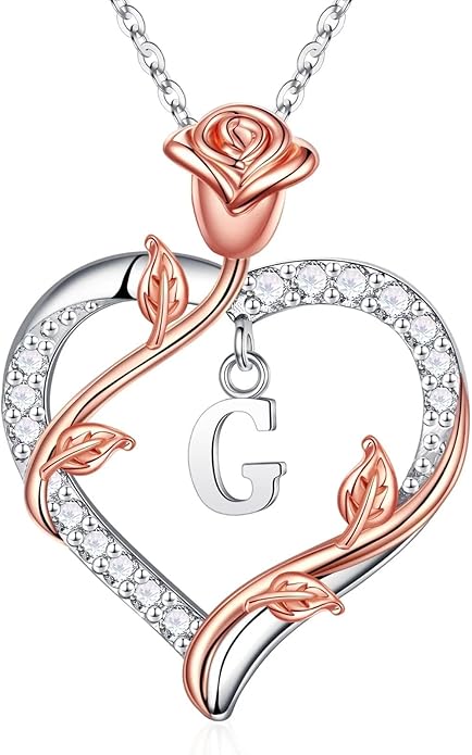 Iefil Valentines Day Gifts for Her - 925 Sterling Silver Heart Initial Necklace, Anniversary Birthday Gifts for Women, Jewelry Gift for Wife Girlfriend