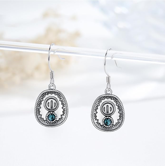 Western Earrings for Women 925 Sterling Silver Turquoise Western Country Dangle Drop Earrings Country Jewelry Gifts for Cowgirl Cowboy