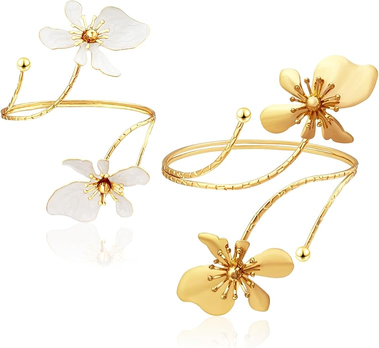 KOLODOGO Arm Cuff Jewelry for Women Upper ArmBand Cuff Bracelet Adjustable Flower Cuff Jewelry Gift for Women