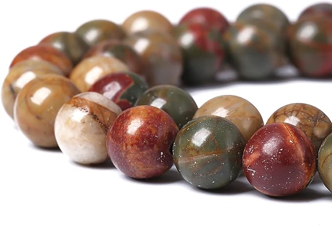 6mm 60pcs Natural Picasso Jasper Beads Healing Power Stones Round Loose Gemstone Beads for Jewelry Making DIY Bracelet Necklace 15"
