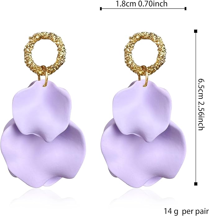 Anmpab Statement Matte Rose Flower Petal Stud Earrings for Women Dangly Floral Petal Earrings Jewelry Accessories Romantic Gifts for Her Women