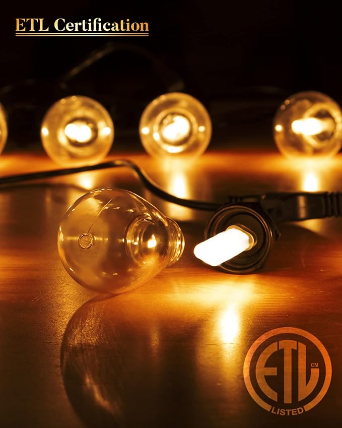 Lightdot 200 FT (2x100FT) Outdoor Led Patio Lights, ETL Listed Led String Lights with Shatterproof Edison Vitage Bulbs, Commercial Grade Hanging Light for Patio Cafe Bistro Backyard