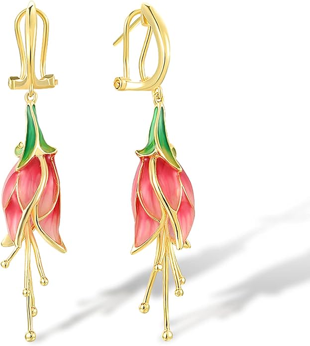 Santuzza Sterling Silver Enamel Tulip Earrings for Women